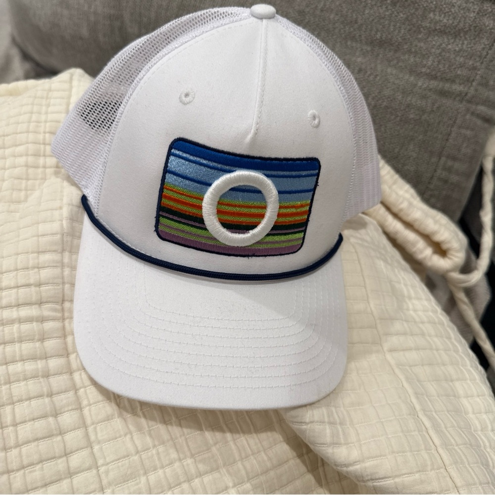 White Trucker Hat with Multicolor Patch